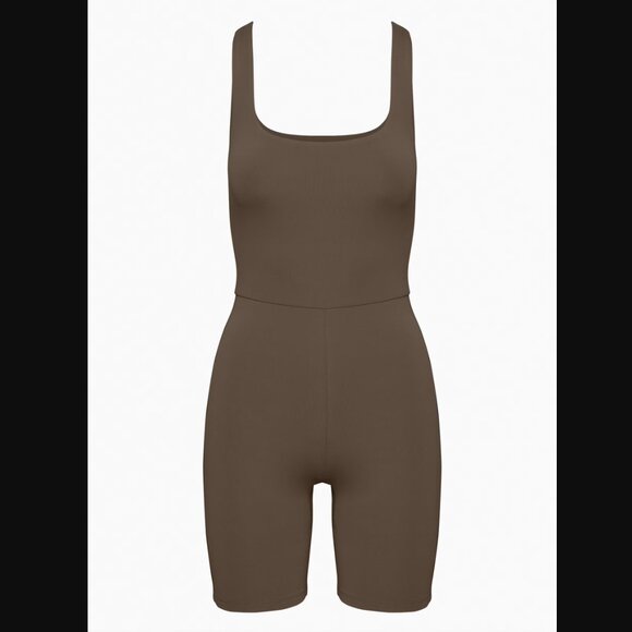 Aritzia Babaton Contour Squareneck Romper in Coffee Bean - Picture 3 of 12